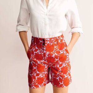 BODEN Linen Shorts Westbourne Firecracker Gardenia Swirl US sz 6 Nwt